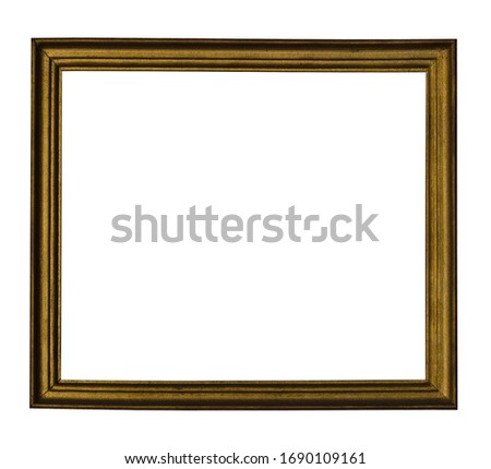 Bronze or gold frame for a photo, text, image or picture, isolated on a white background
