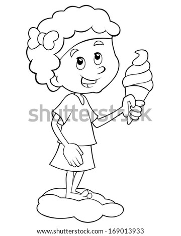 Coloring page - child having fun - illustration for the children