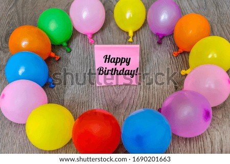 Happy Birthday Greeting Card with Colorful Balloons as a Frame