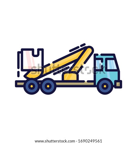 Elevator truck filled-outline simple icon in white isolated background. Vehicle clip art.