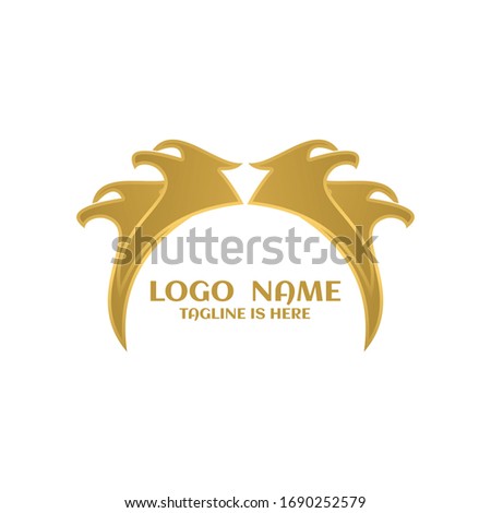 Luxury bird illustration circle simple logo gold design symbol concept