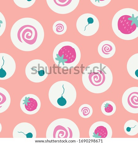 strawberry fruit vector seamless repeat pattern . Perfect for food illustration, background and textile design