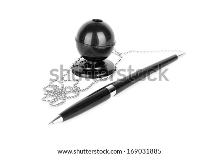 Black office pen isolated on a white