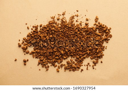 instant black coffee on a brown background. for coffee shops, for cans and coffee packaging.
