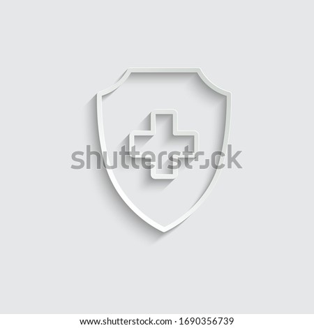 paper Medical shield icon.  Medical protection sign