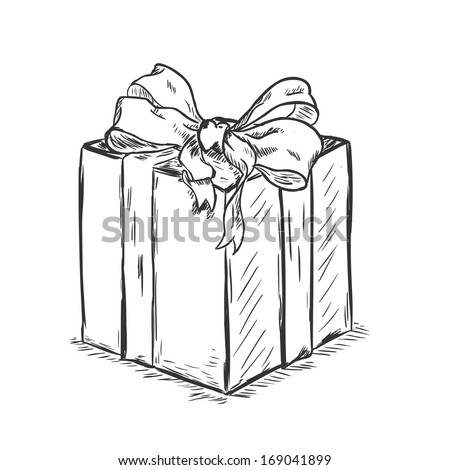 vector sketch illustration - gift box