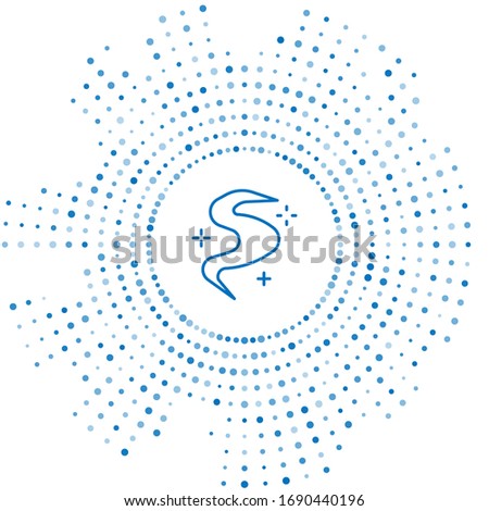 Blue line Magic fog or smoke icon isolated on white background. Abstract circle random dots. Vector Illustration