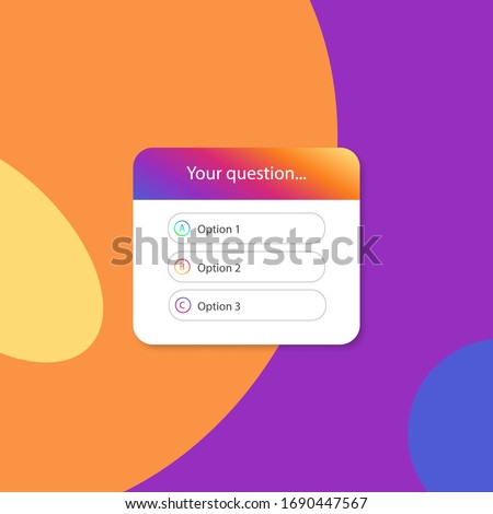 Mockup questionnaire for social networks. Template social media quiz, tests. Vector illustration. Royalty-Free Stock Photo #1690447567
