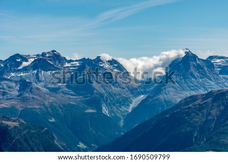 Panoramic view of the Swiss Alps in the Jungfrau region. Switzerland.