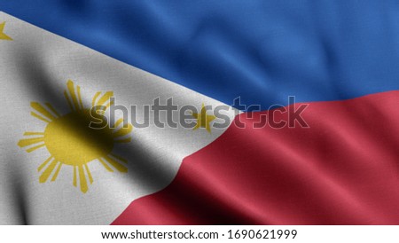 Close up waving flag of Philippines