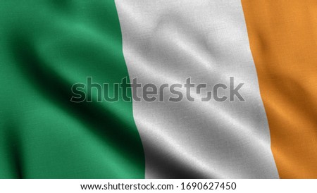Close up waving flag of Ireland