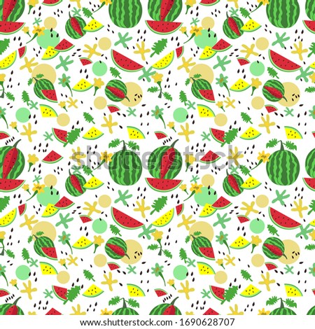 Trendy smooth pattern with red and yellow watermelons in vector