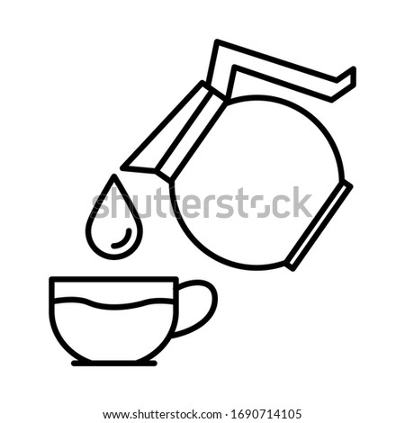 Teapot coffee with cup icon in trendy flat style design. Vector illustration.