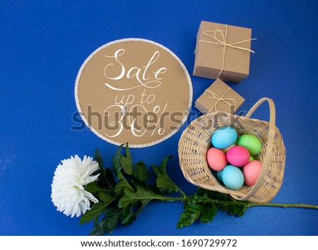 Holiday card, Easter banner with text - a discount of 30 per cent