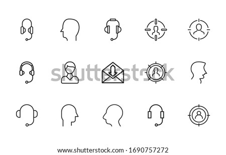 Big set of customer line icons. Vector illustration isolated on a white background. Premium quality symbols. Stroke vector icons for concept or web graphics. Simple thin line signs. 