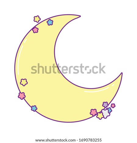Moon with stars of night bedtime sky space moonlight nature light lunar and science theme Vector illustration