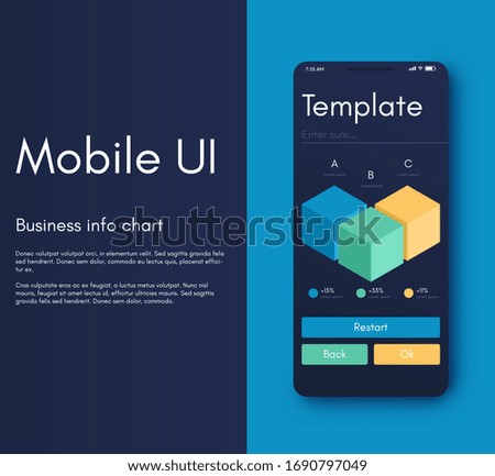Mobile application infographic interface. Ui design, vector illustration. Infographics for web and mobile app