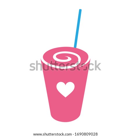 Vector Illustration of Pink Swirly Milkshake with a Heart Icon isolated on a White Background
