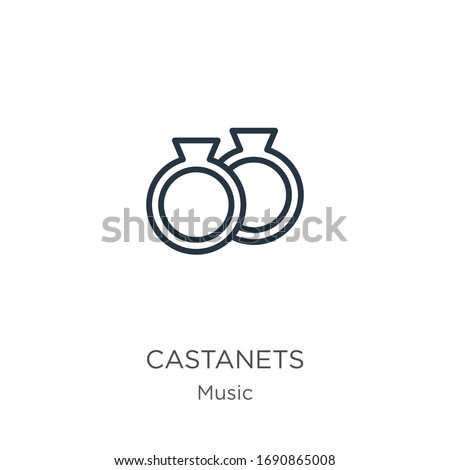 Castanets icon. Thin linear castanets outline icon isolated on white background from music collection. Line vector sign, symbol for web and mobile