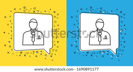 Set line Businessman or stock market trader icon isolated on yellow and blue background.  Vector Illustration