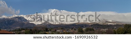 Panoramic view of the Etna volcano in Sicily in winter, high resolution