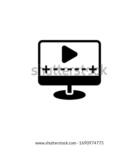 Animation vector icon cinema in black solid flat design icon isolated on white background