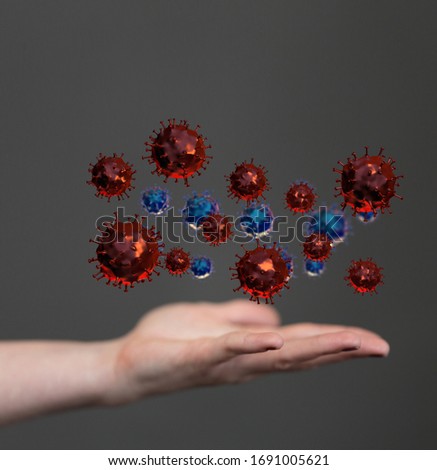 Group of virus cells. 3D illustration of virus cells
