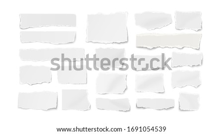 Set of different shapes ripped paper tears isolated on white background. Vector illustration. Royalty-Free Stock Photo #1691054539