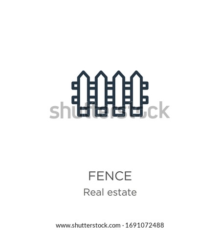 Fence icon. Thin linear fence outline icon isolated on white background from real estate collection. Line vector sign, symbol for web and mobile
