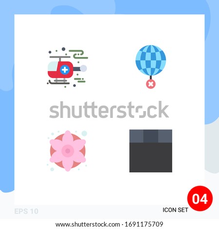 4 Creative Icons Modern Signs and Symbols of ambulance; decorative flowers; earth; internet; generic flower Editable Vector Design Elements