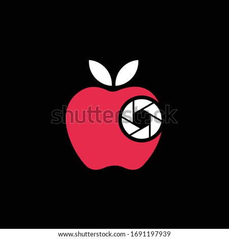 apple camera logo design. photography logo. template illustrations vector