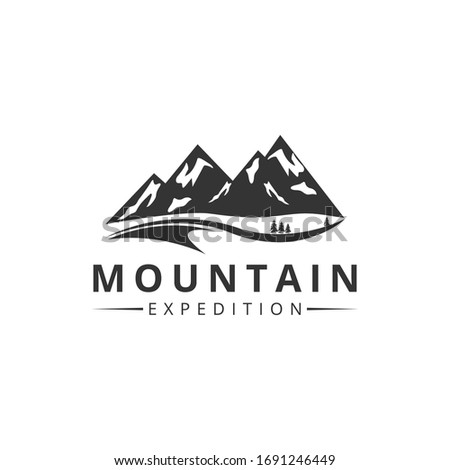 Vintage badge of Mountain expedition adventure logo