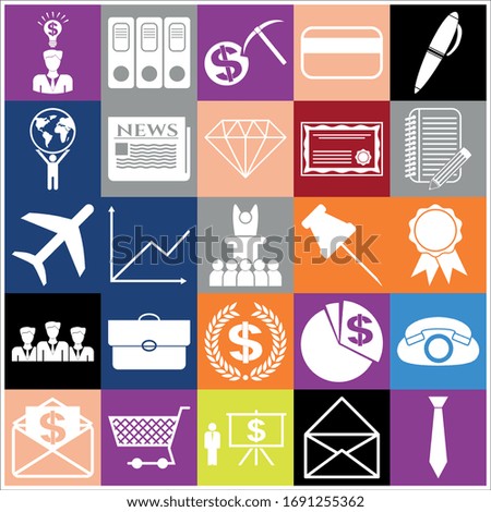 Set of 25 business high quality icons. Collection. Detailed design. Vector Illustration.
