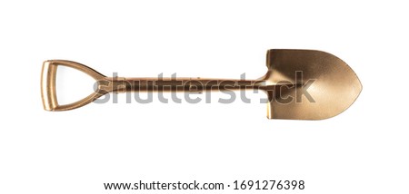 golden shovel isolated on white background Royalty-Free Stock Photo #1691276398