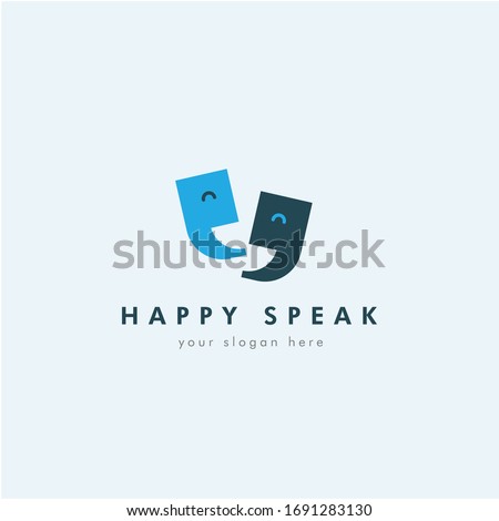 flat fun happy speak talk logo variation for business education company and organization community in white background