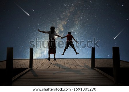 Silhouette Of A Girl And A Boy Holding Hand In Black And White Stock Photos And Images Avopix Com