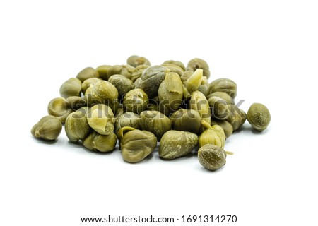 Capers isolated on white background Royalty-Free Stock Photo #1691314270