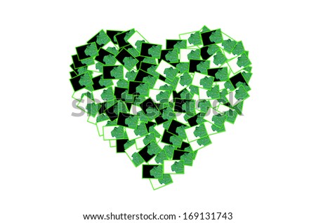 Heart green symbol on white background