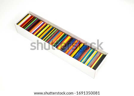 white box with colored plexiglas plates on white background