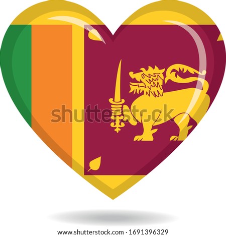 Sri Lanka national flag in heart shape vector illustration