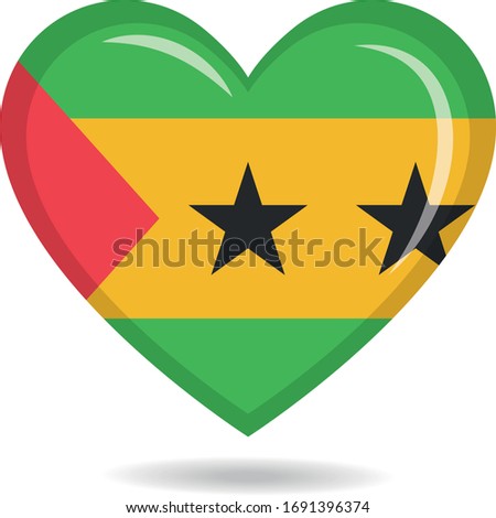 Sao Tome and Principe national flag in heart shape vector illustration