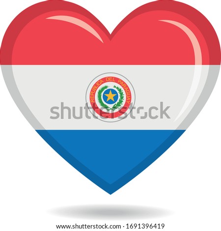 Paraguay national flag in heart shape vector illustration