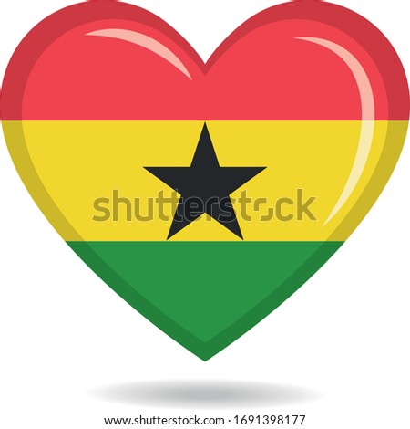 Ghana national flag in heart shape vector illustration