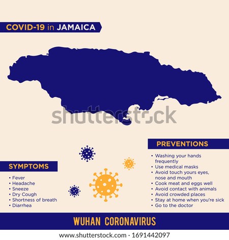 Jamaica - American Continent Countries. Covid-29, Corona Virus Map Infographic Vector Template EPS 10.