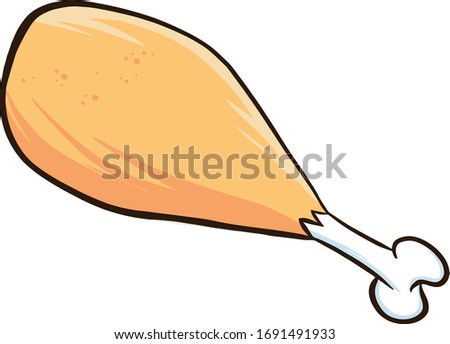 Cartoon Chicken Leg. Vector Illustration Isolated On White Background