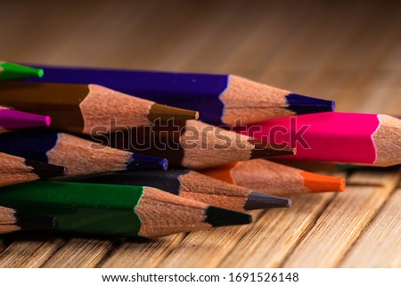 Color pencils backround. Close up macro