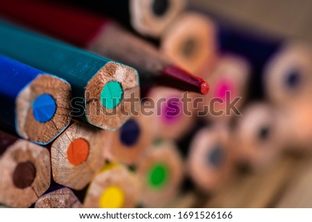 Color pencils backround. Close up macro