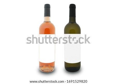 mockup of a bottle of rosè and one of Tuscan extra virgin olive oil, Italy