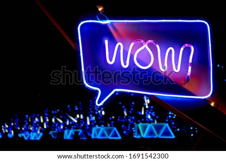 Neon wow sign during Christmas time in Tokyo