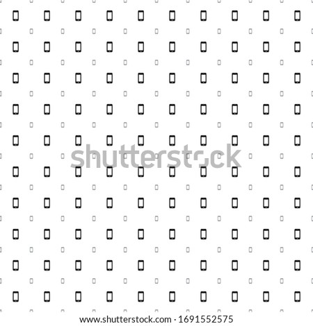 Square seamless background pattern from black smartphone symbols are different sizes and opacity. The pattern is evenly filled. Vector illustration on white background